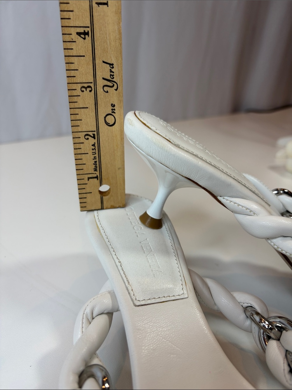 Bottega Venetta Dot Sandal White with Silver chain Accent Size 39 EU (7.5-8US) - Picture 4 of 14